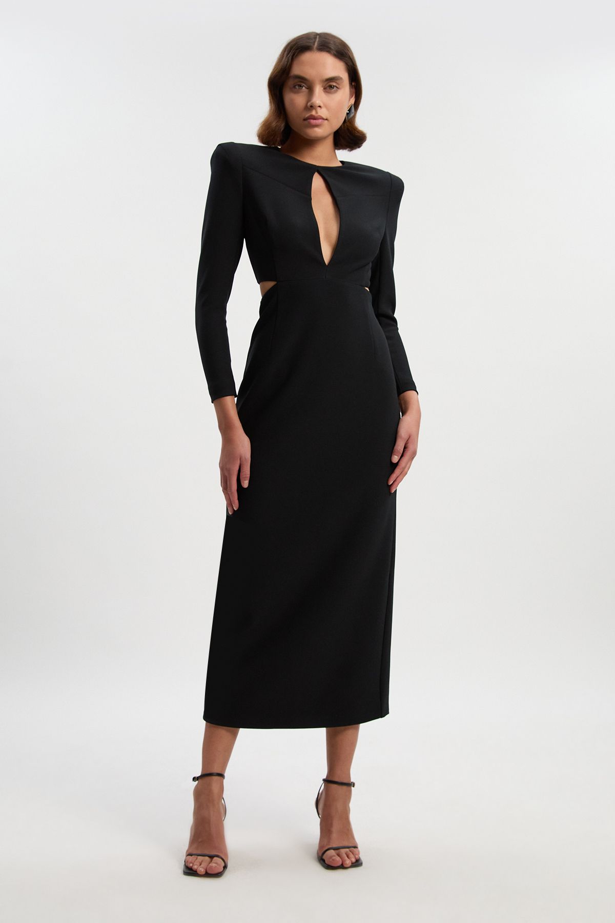 KarenMillen Scuba Crepe Plunge Maxi Dress