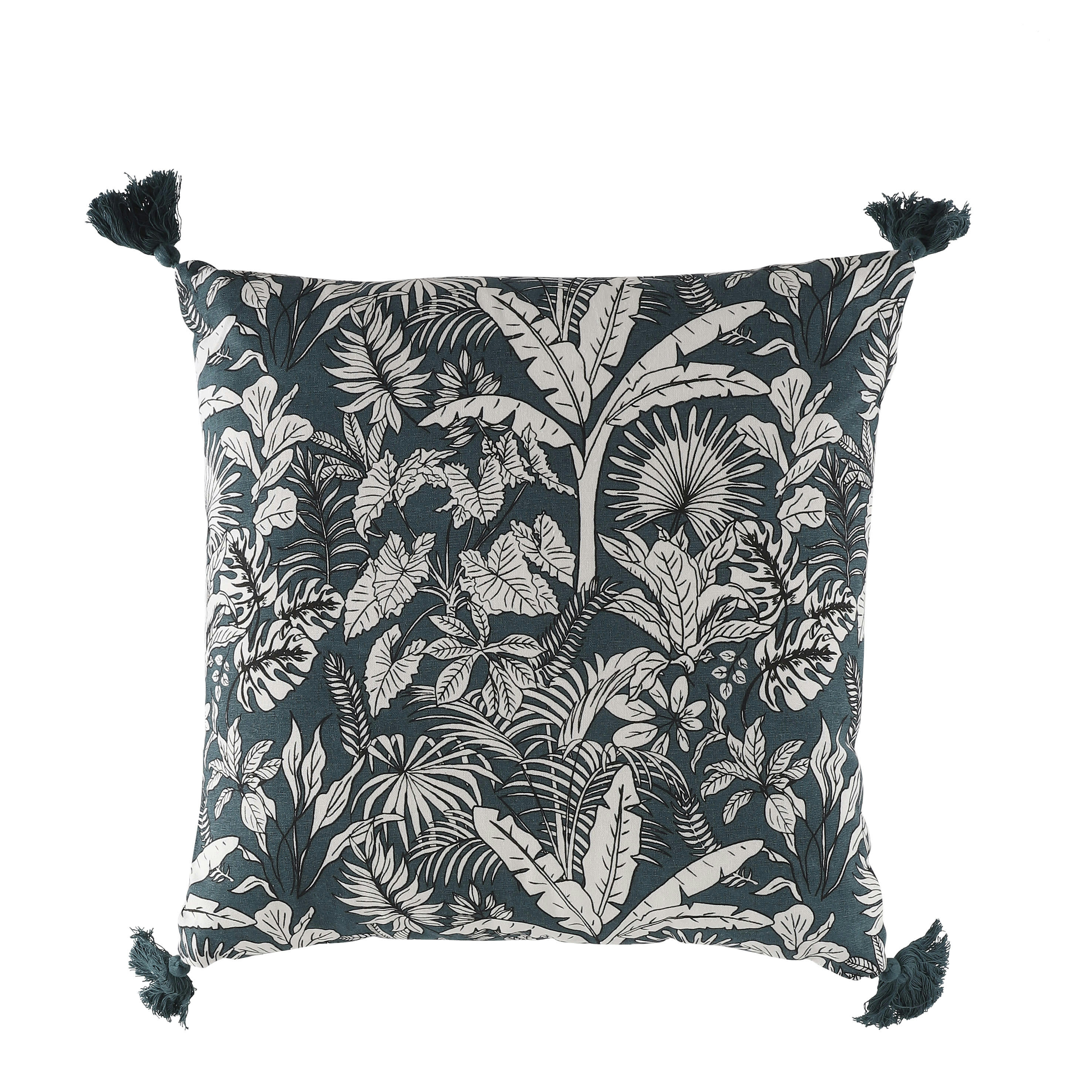 LAKIA - Coussin en coton bleu foncé 45x45