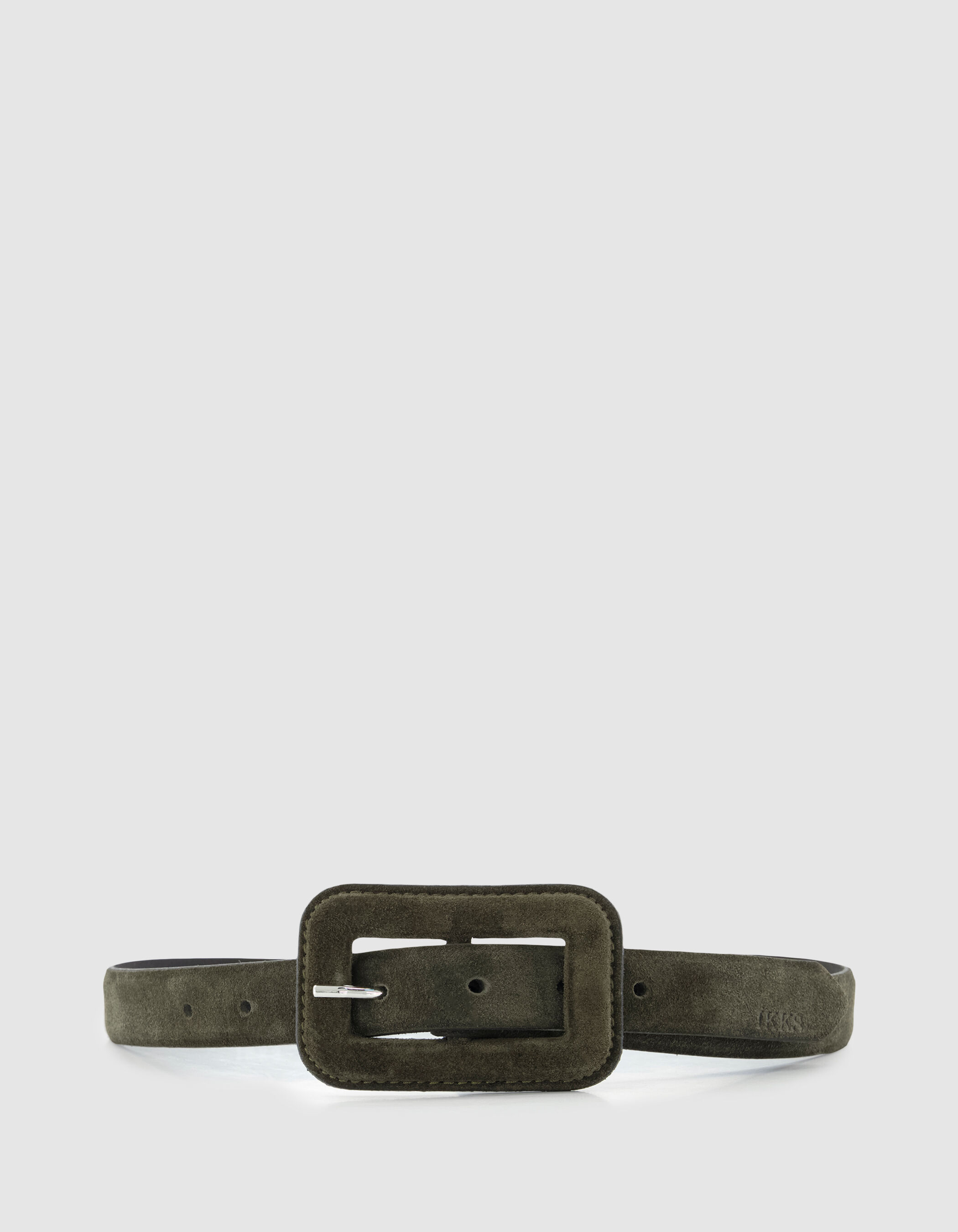 Ceinture kaki cuir velours boucle rectangle Femme