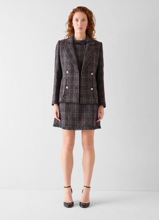 Alba Navy Double Breaasted Tweed Jacket