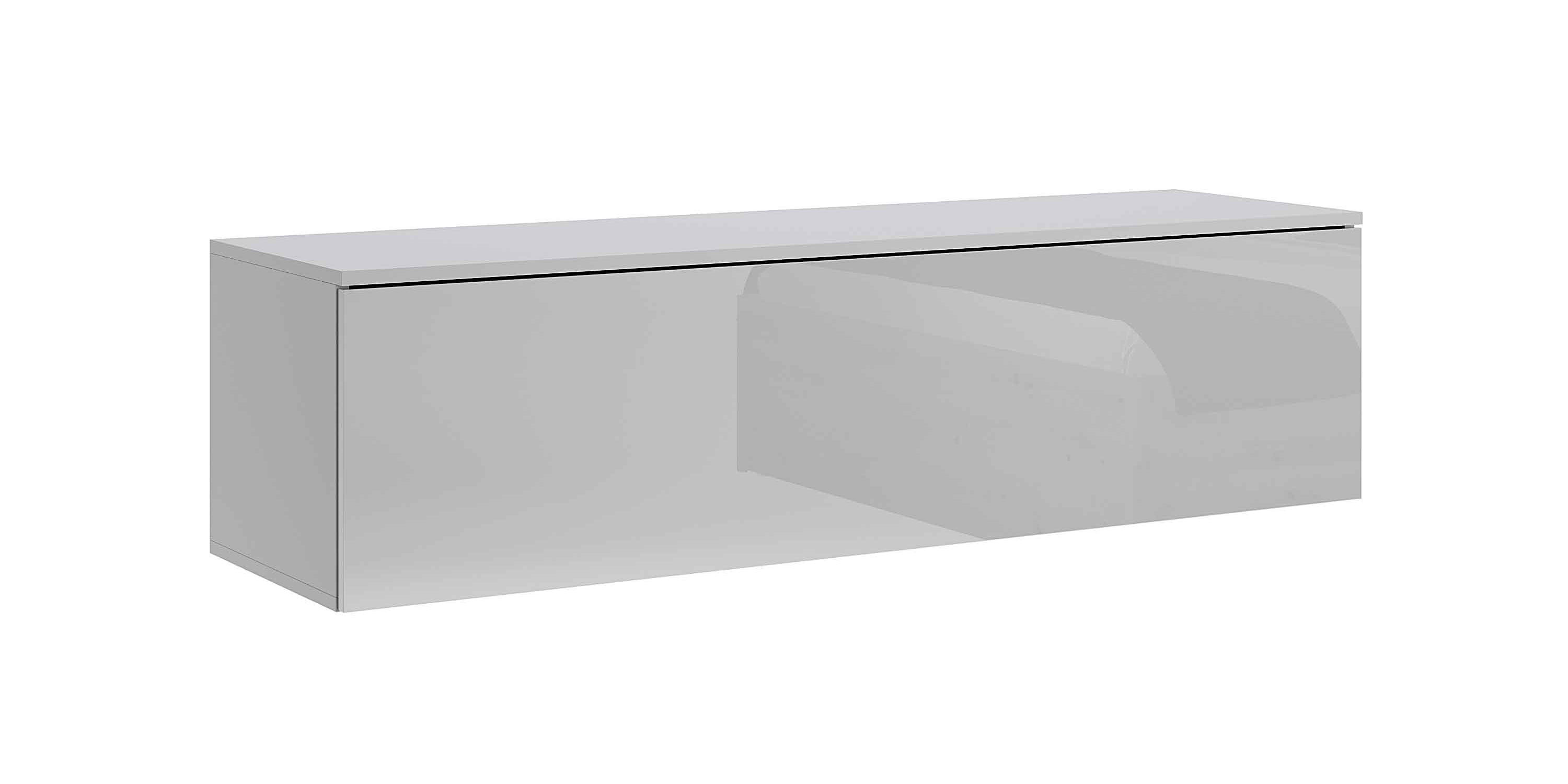 Wisząca szafka TV 140 cm szary połysk