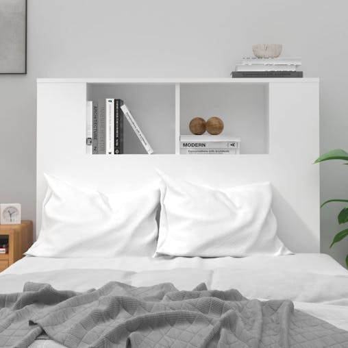 NNEVL Headboard Cabinet High Gloss White 100x18.5x104.5 cm