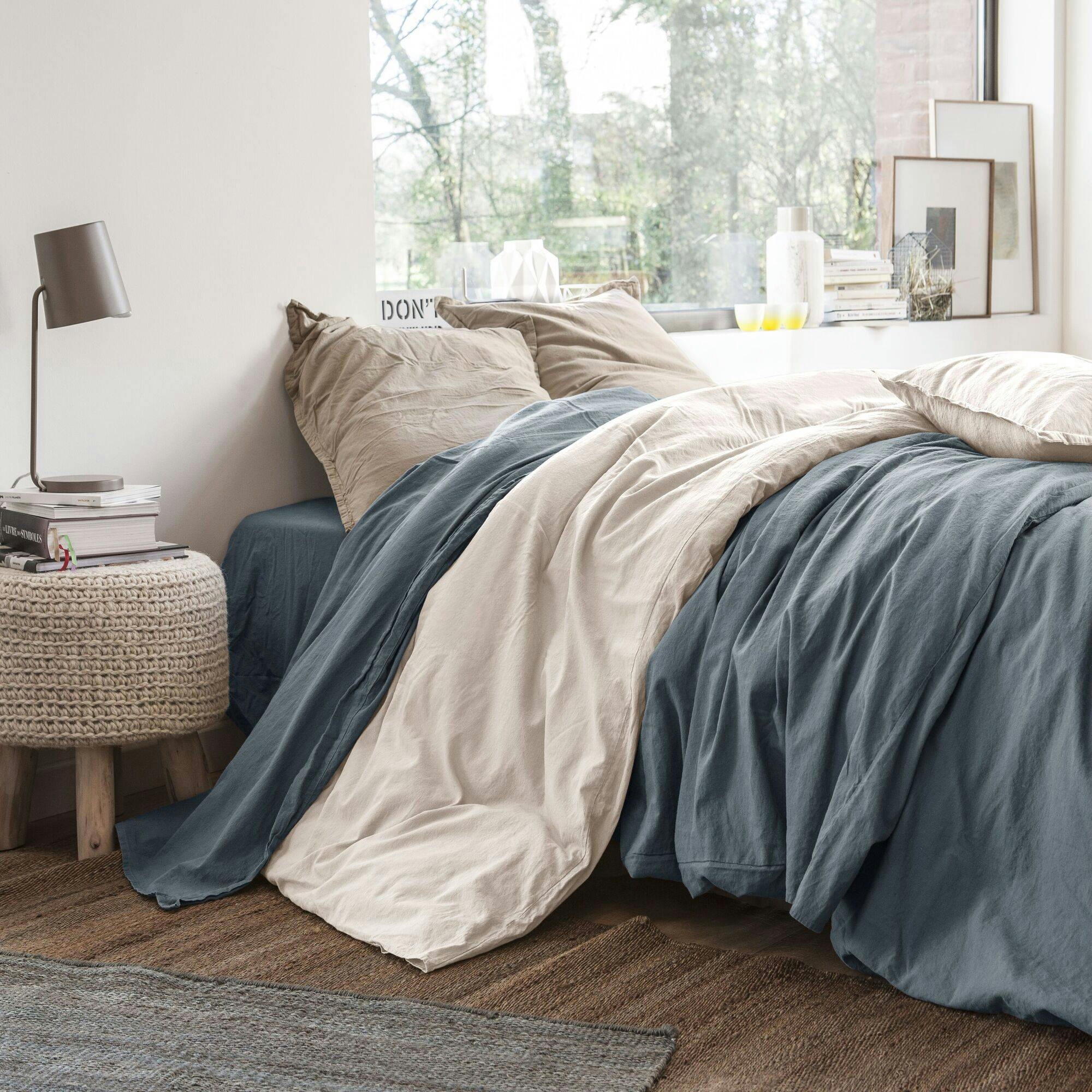 FLANDRES - Housse de couette en coton lin lavé orage 240 x 220 cm