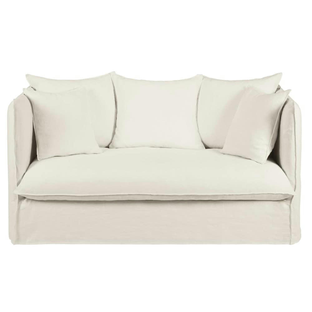 Louvain - Canapé 2 places en lin lavé blanc