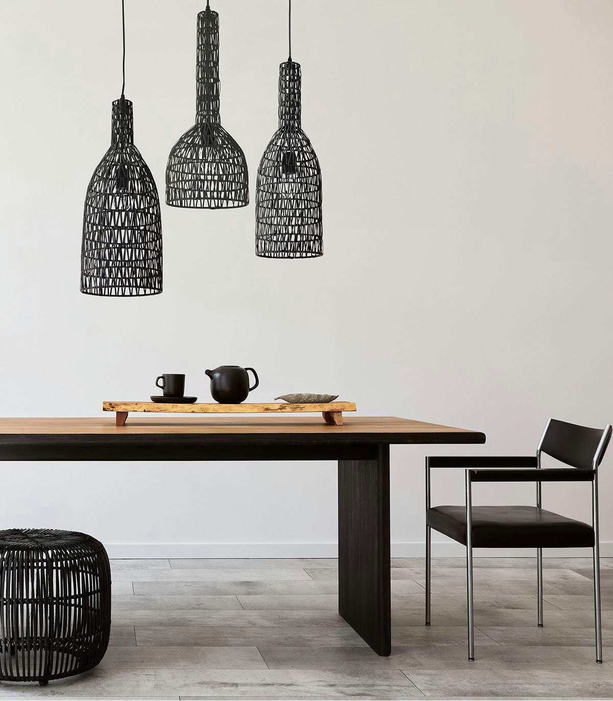 SHIVA - Suspension en rotin noir d. 19 cm