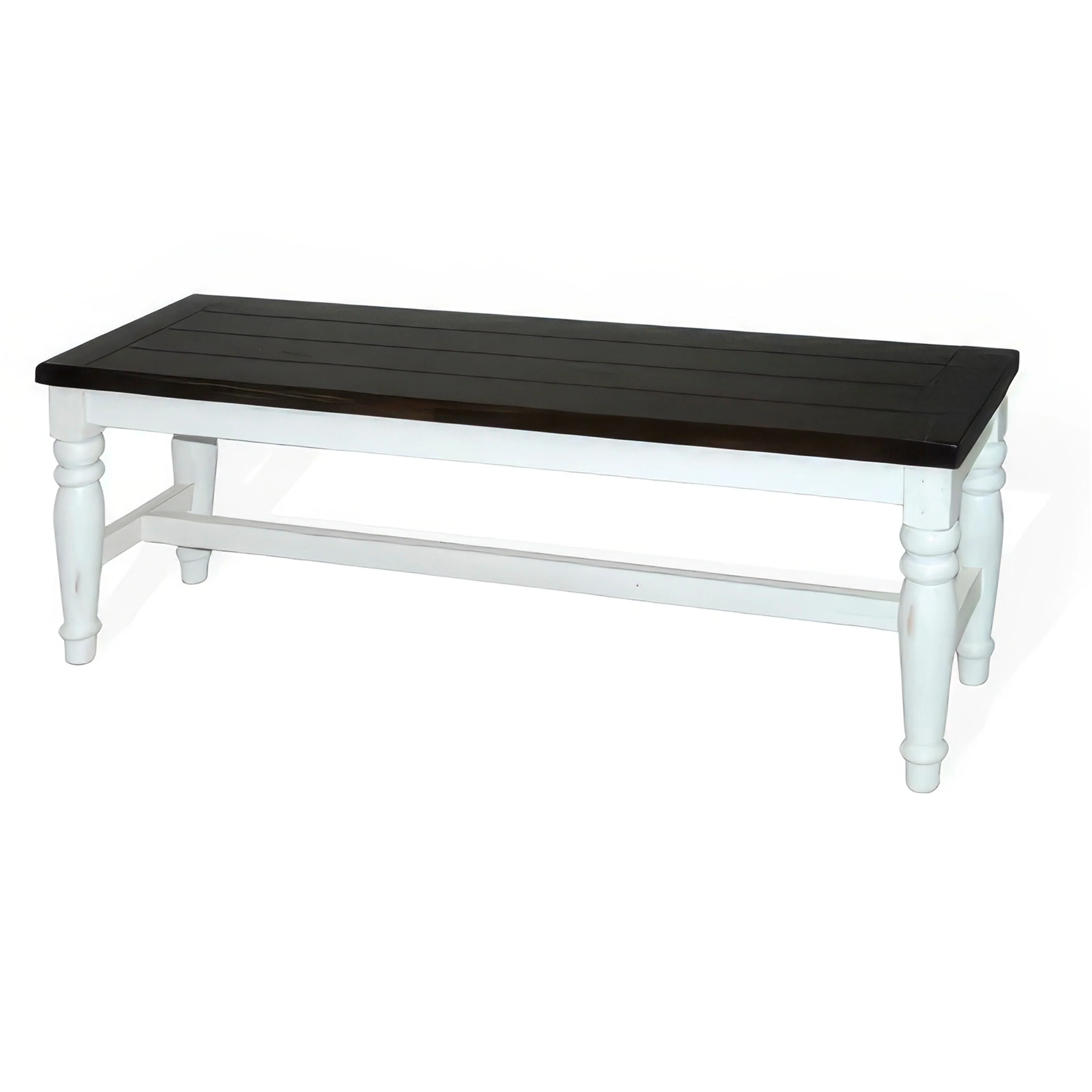 Orso Bench, Off White, Dark Brown Mahogany and Mindi Wood, 52 Inch