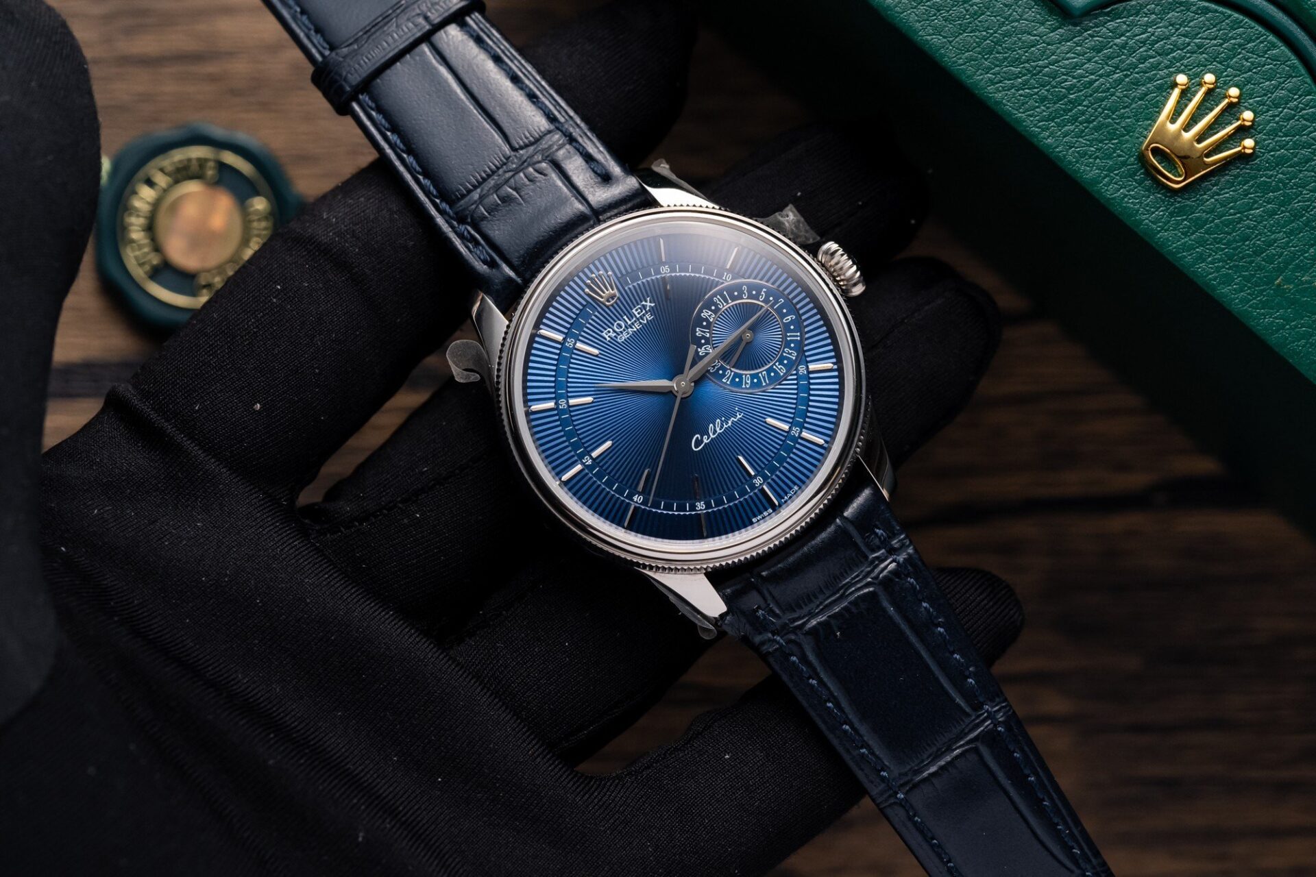 Rolex Cellini 50519 316L Steel Blue Dial 39mm Leather AAA Replica