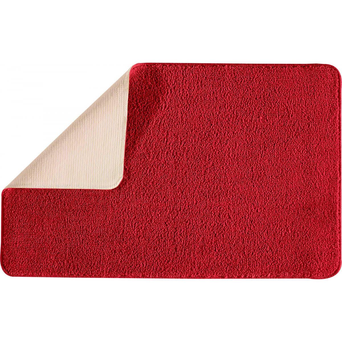 POLYNESIE - Tapis de bain en polyester uni rouge 50x80cm