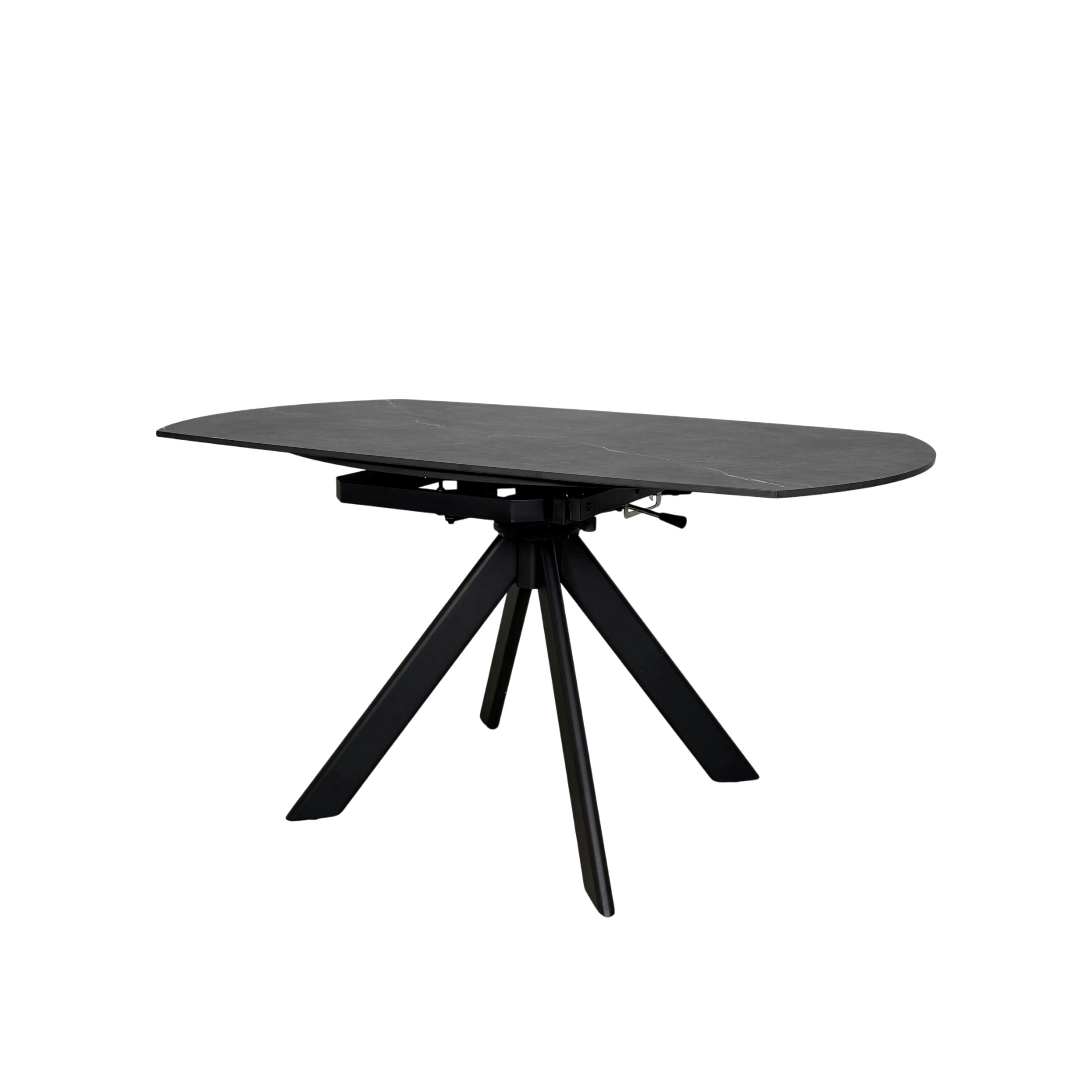 Table ronde modulable céramique effet marbre noir 150 cm LOMBARDIE