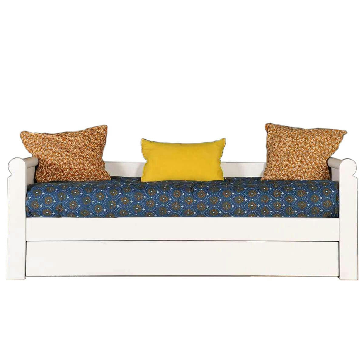 THÉMUS - Lit gigogne banquette 80x200 cm bois massif blanc