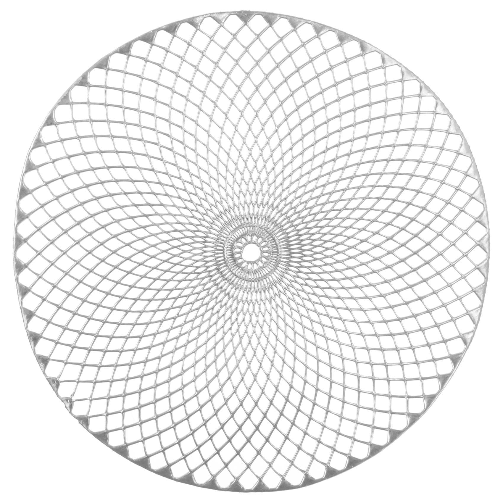 - Set de table rond en filigrane plastique argent Ø 38x38 cm