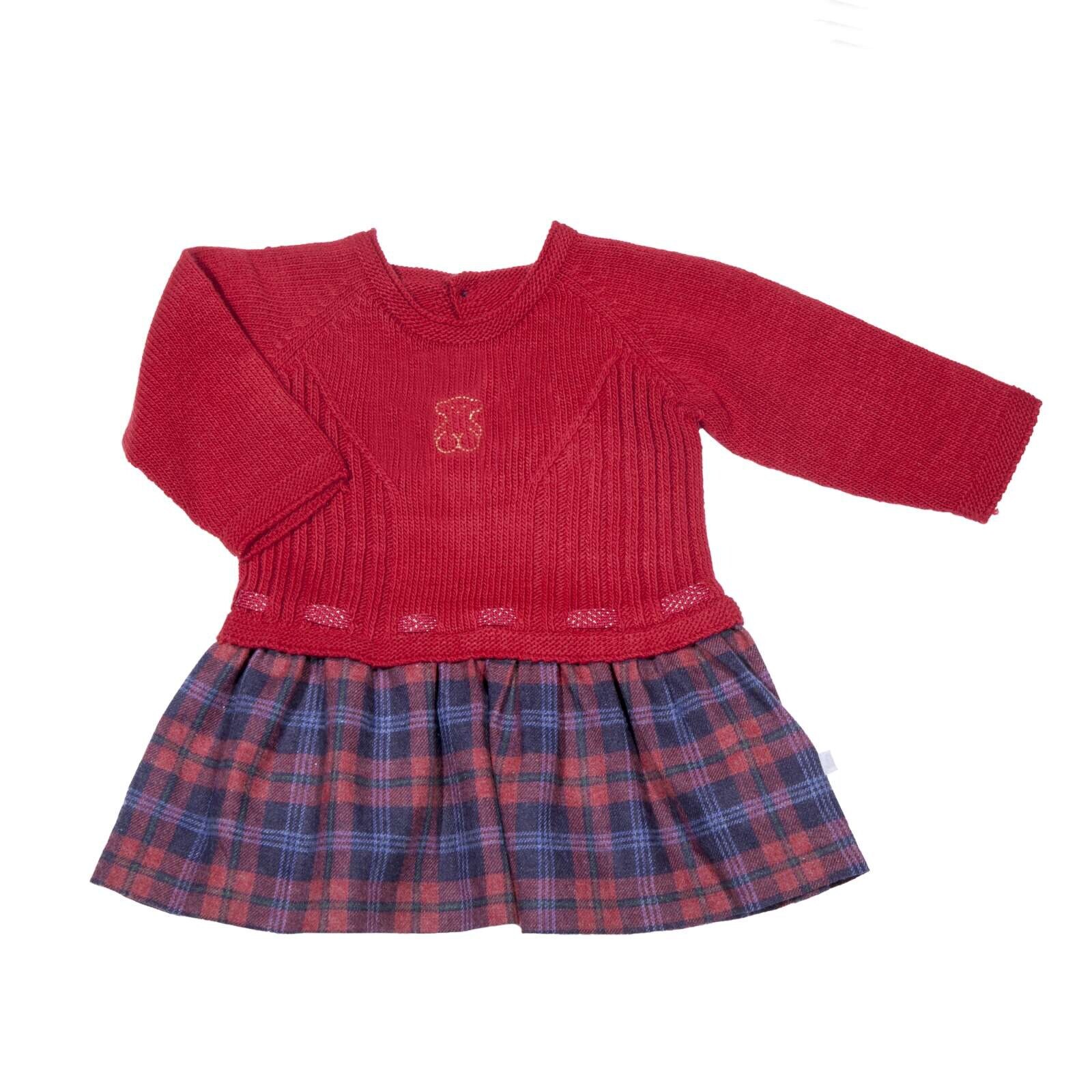Vestido tricot y franela Alaska Grana