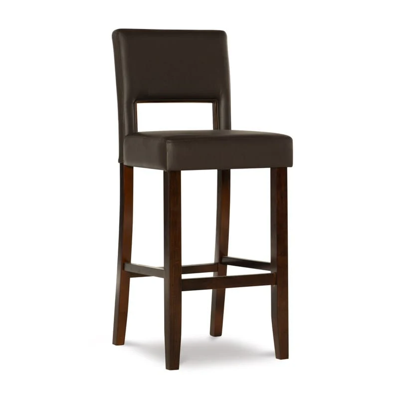 Linon Warren Faux Leather Dark Brown Bar Stool