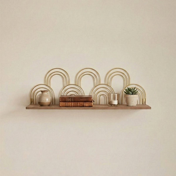 Etagère murale forme arches dorés 50cm