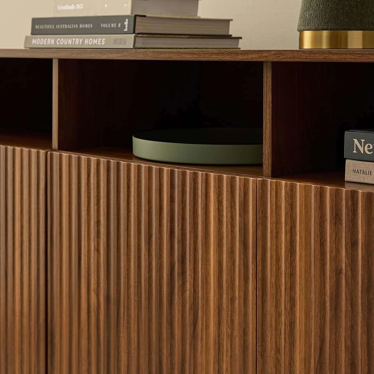 Deven Ball Feet Storage Console Table - Walnut
