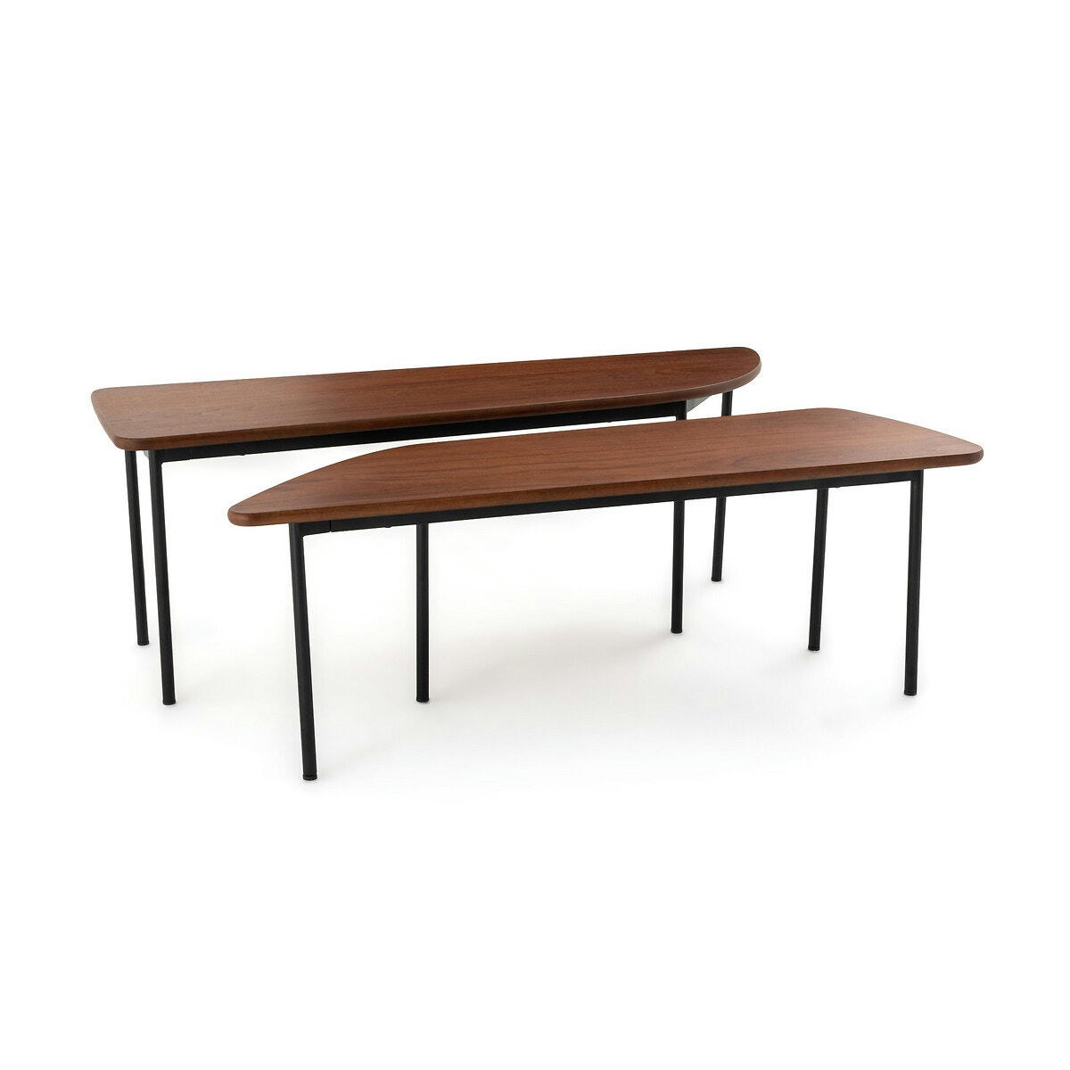 Lot de 2 tables basses noyer, Louna