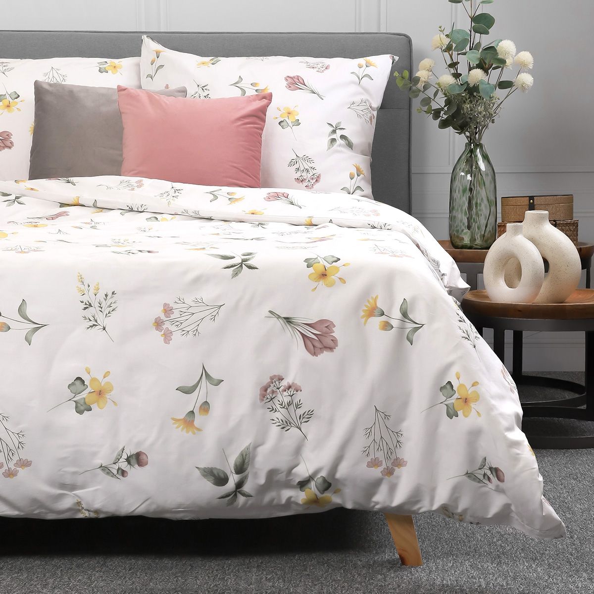 Pościel EC PRIMA bawełniana w kwiaty 220x200   2*70x80 cm