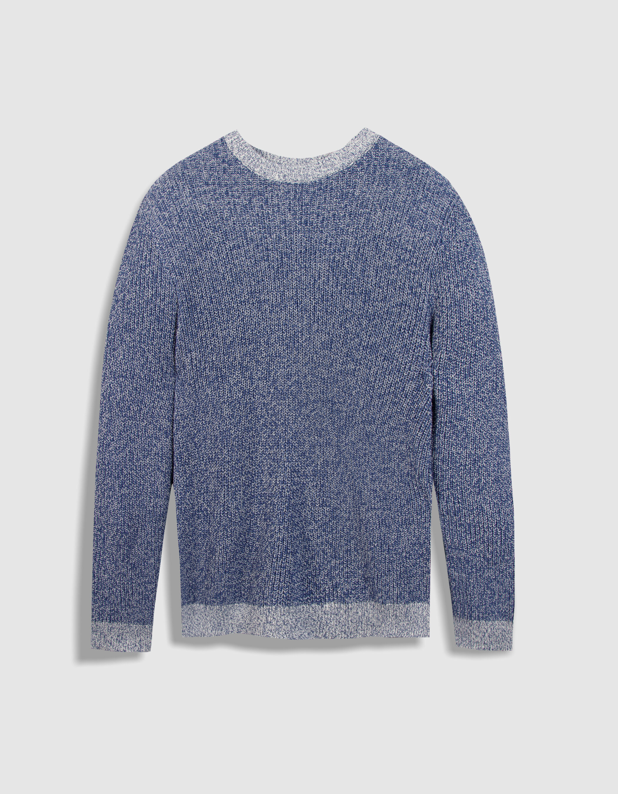 Pull bleu tricot mouliné Homme