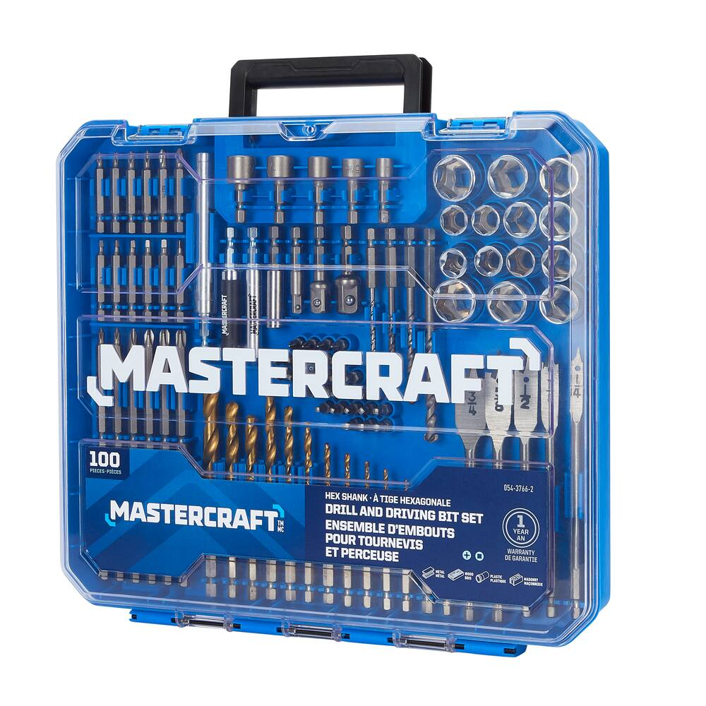 Mastercraft Hex Shank Drill & Drive Set for Wood, Metal, Plastic, Masonry, 100-pc