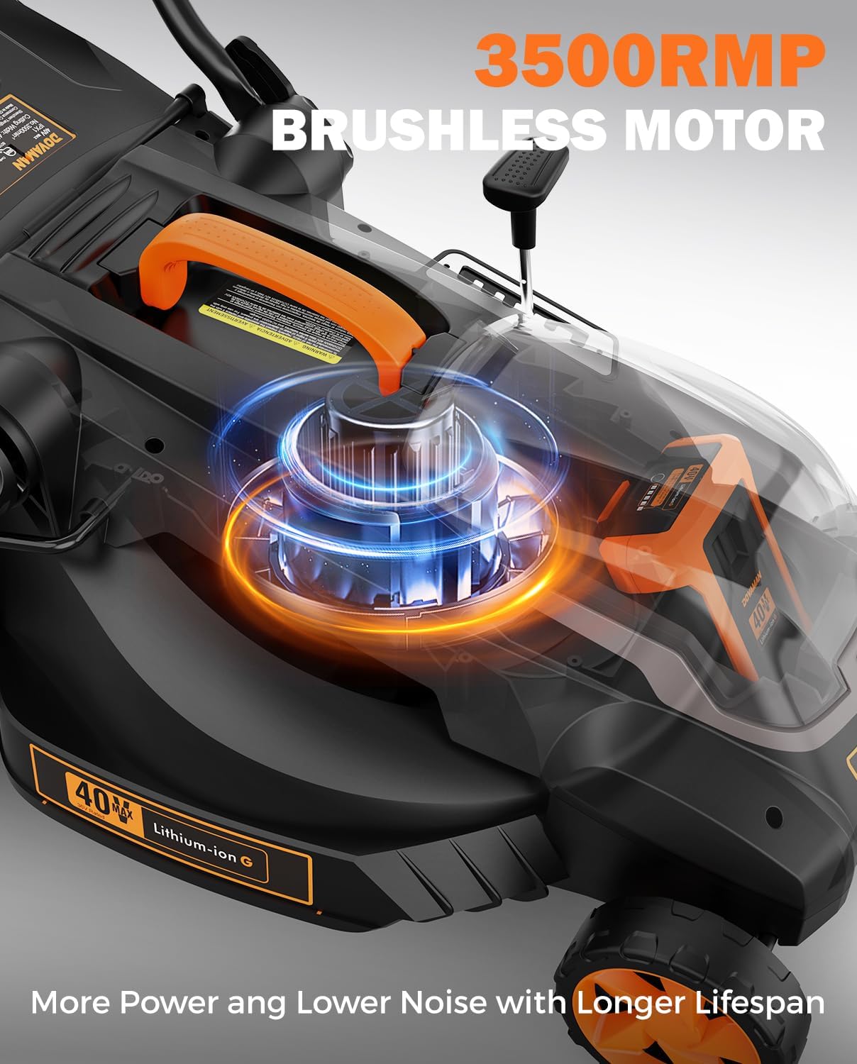 DOVAMAN LD40A 19 Cutting Deck Brushless Lawn Mower, 40V Powerful Cordless Lawn Mower, Effortless Single-Lever Height Adjustment, 3-Step Foldable Handle & Vertical Storage, 2-in-1 Mulching & Bagging