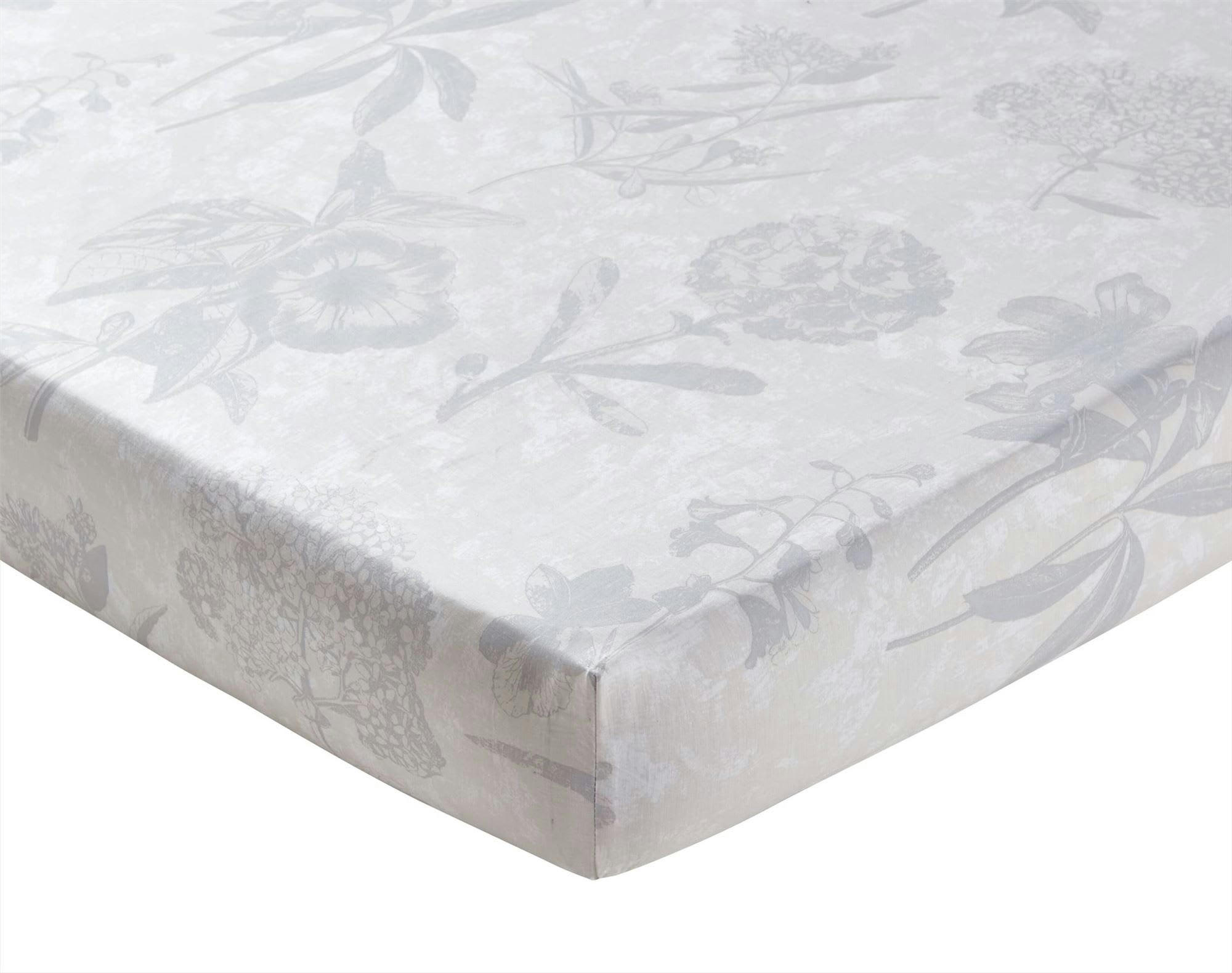REVE FLEURI - Drap-housse 140x190x28 gris en coton