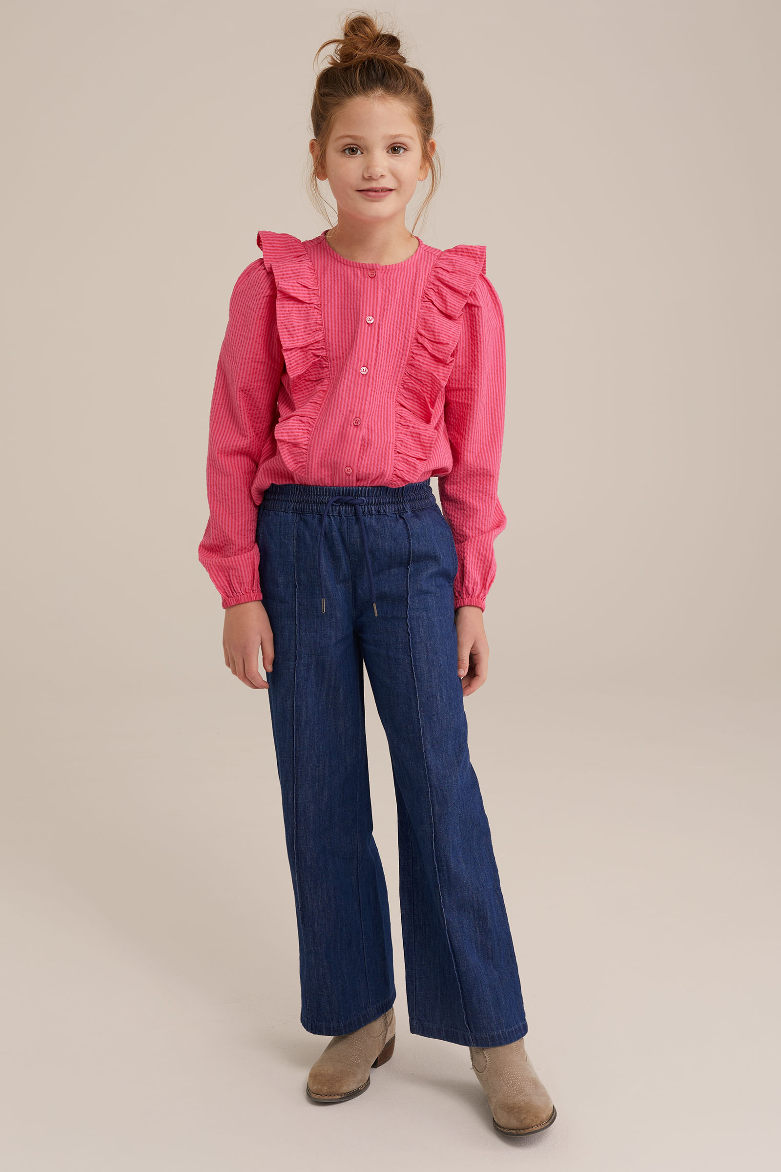 Meisjes seersucker blouse met print