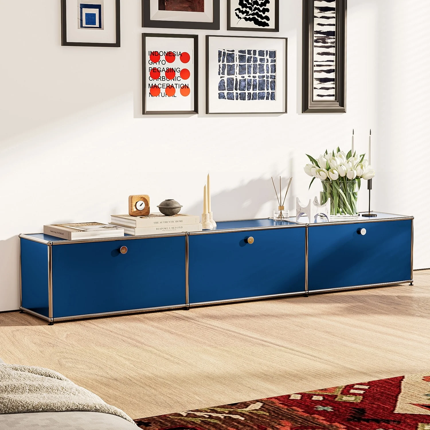 Sideboard Storage 3X1 Metal Credenza Celebrity Decorative Cabinet