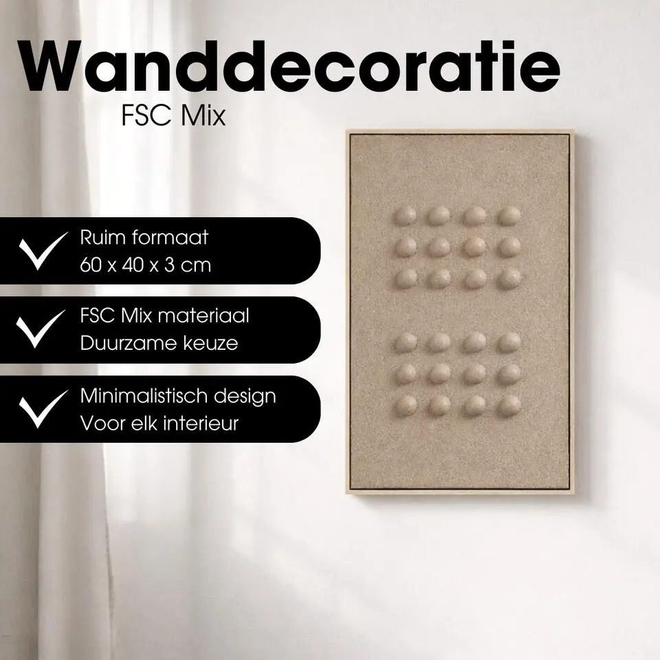 Mica Wanddecoratie Donkerbruin 60x40 cm