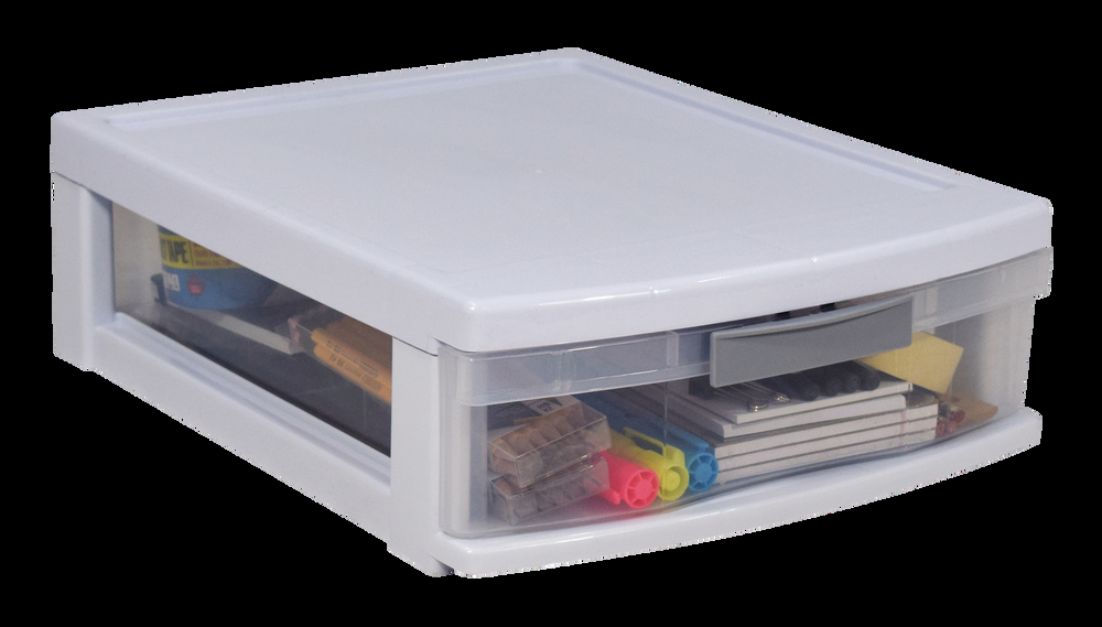 type A Element Clear White Frame Single Storage Drawer, 5-in