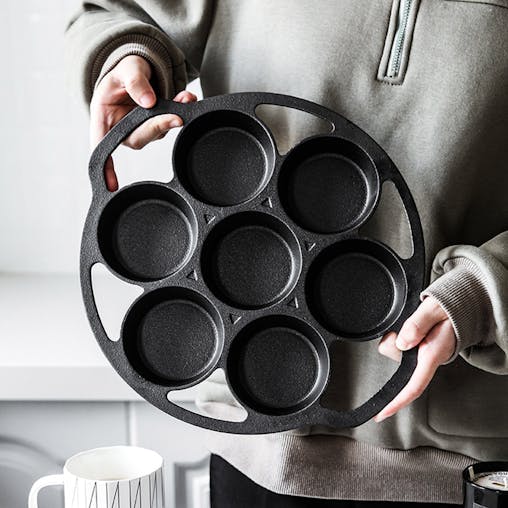SOGA 2X Cast Iron Takoyaki Fry Pan Octopus Balls Maker 7 Hole Grill Mold 32cm