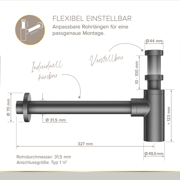 Flaschensiphon »JURI«, Ø: 32 mm, 1 1/4