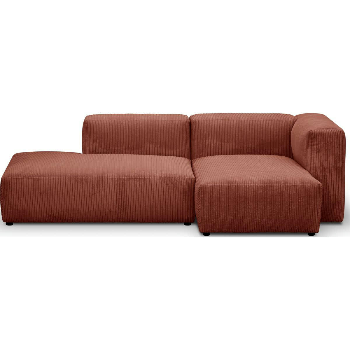MODULO NEW - Canapé modulable angle droit 3/4 places en velours côtelé rouille