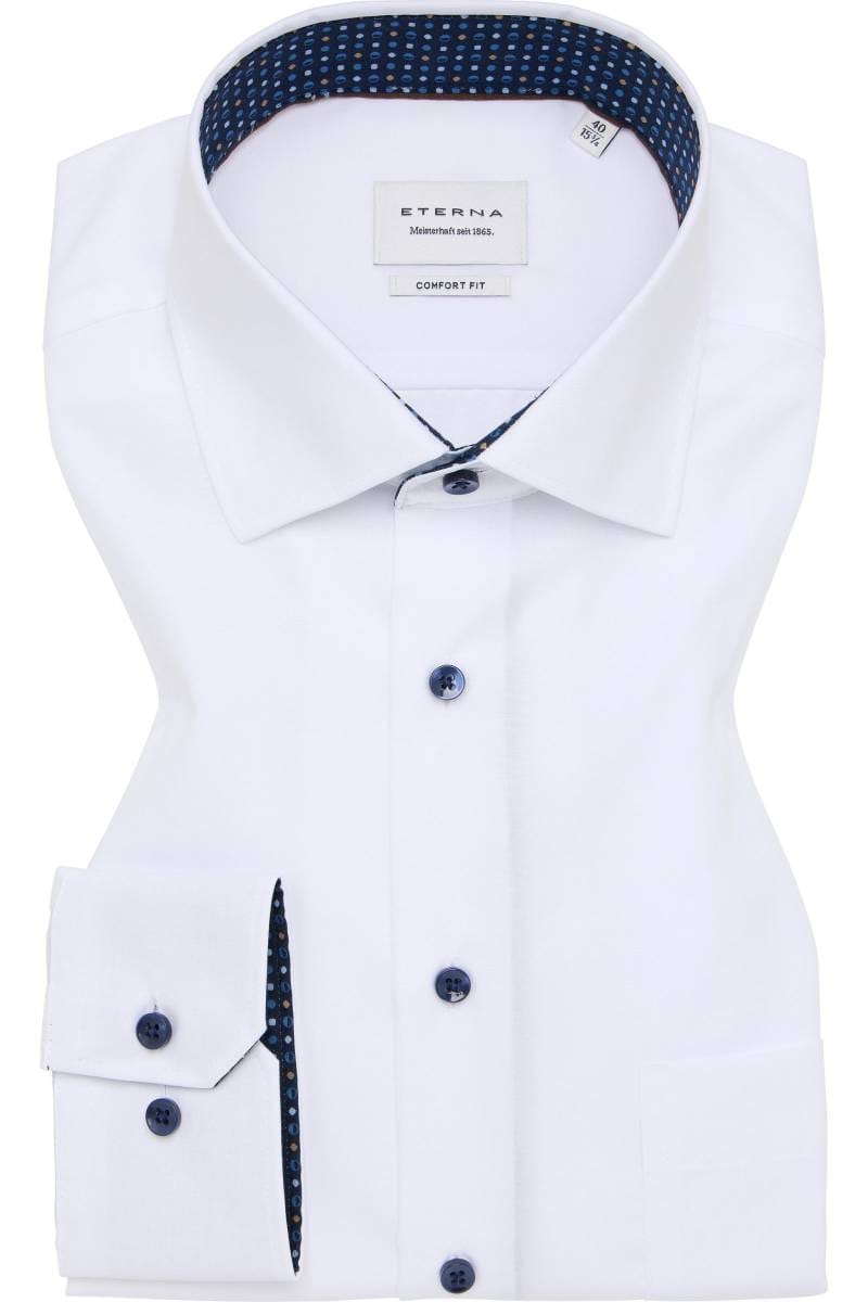 ETERNA Comfort Fit Hemd weiss, Einfarbig (super langer Arm)