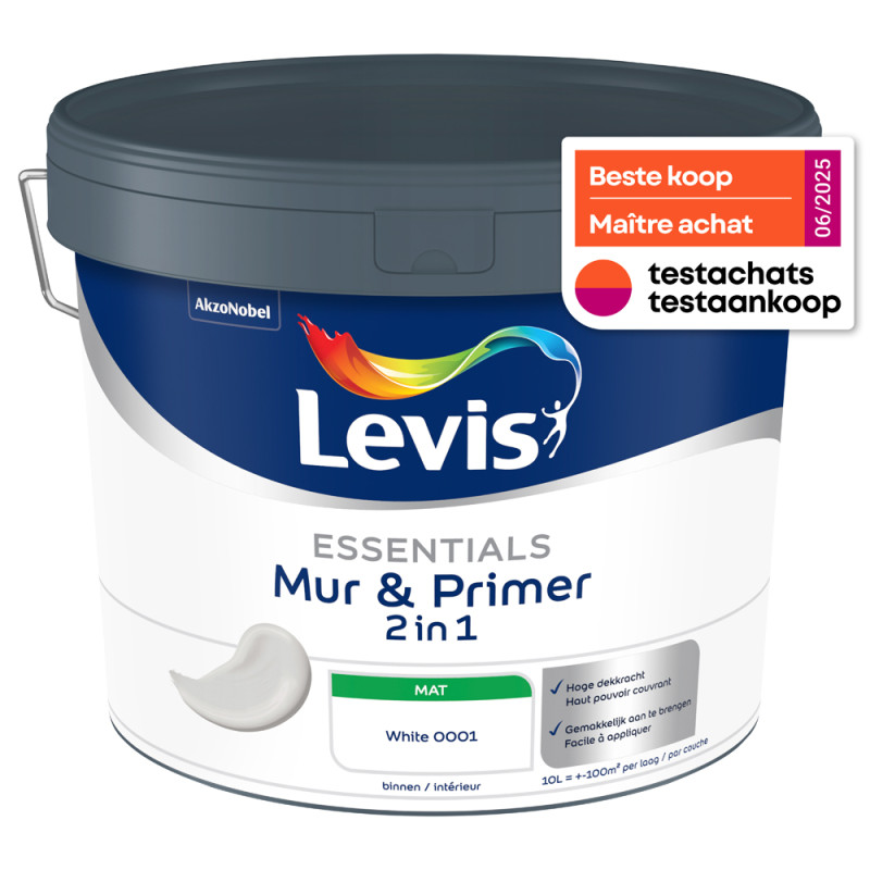 Peinture pour murs Essentials Mur & Primer 2-en-1 blanc 10 L