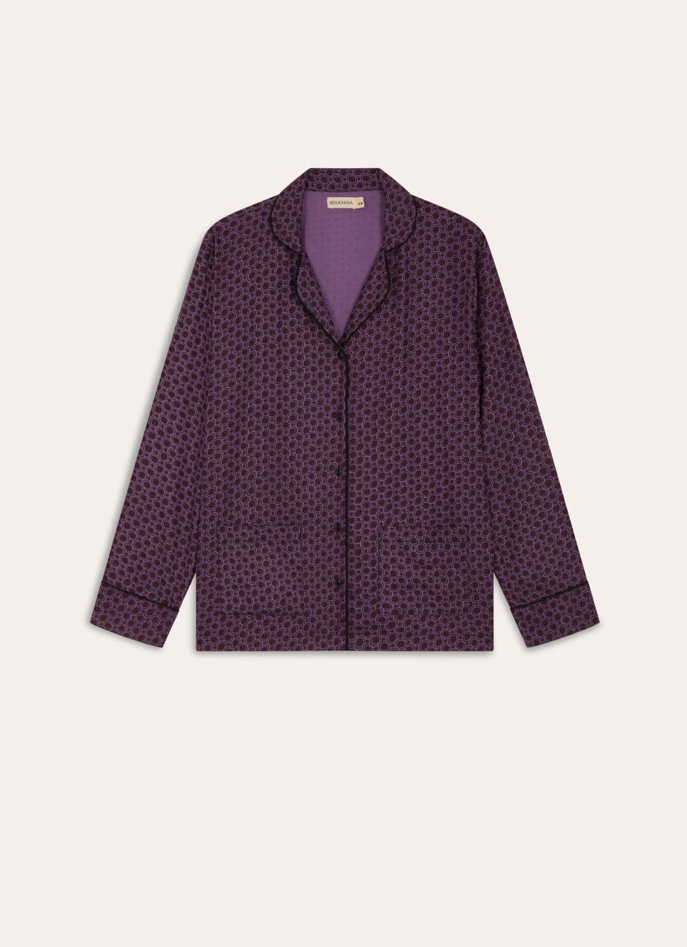 VESTE DE PYJAMA BOUTONNÉE UTHY VIOLET MOTIF