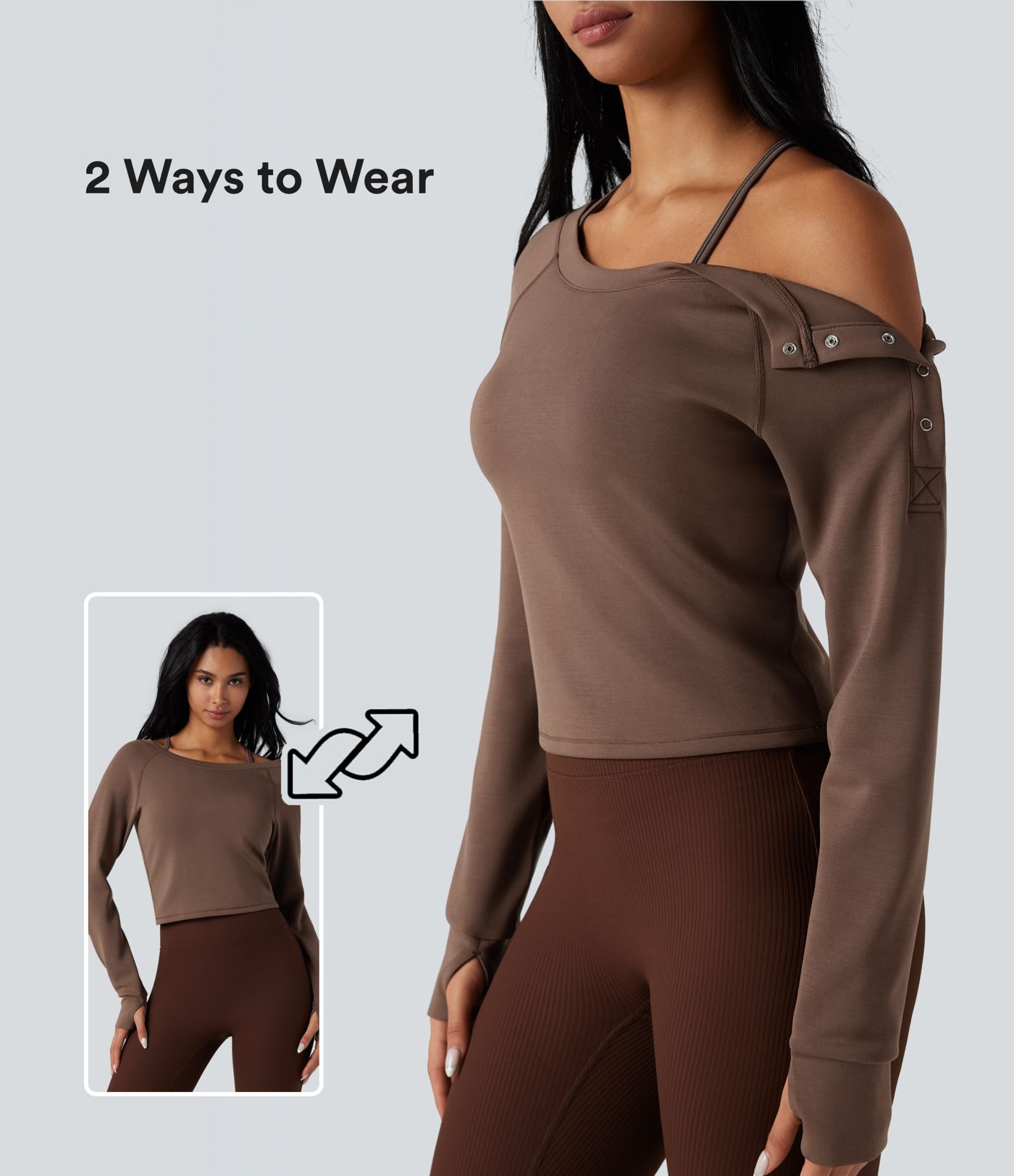 Sweat-shirt décontracté SpacerTek™ col bateau, manches longues avec trous pour les pouces