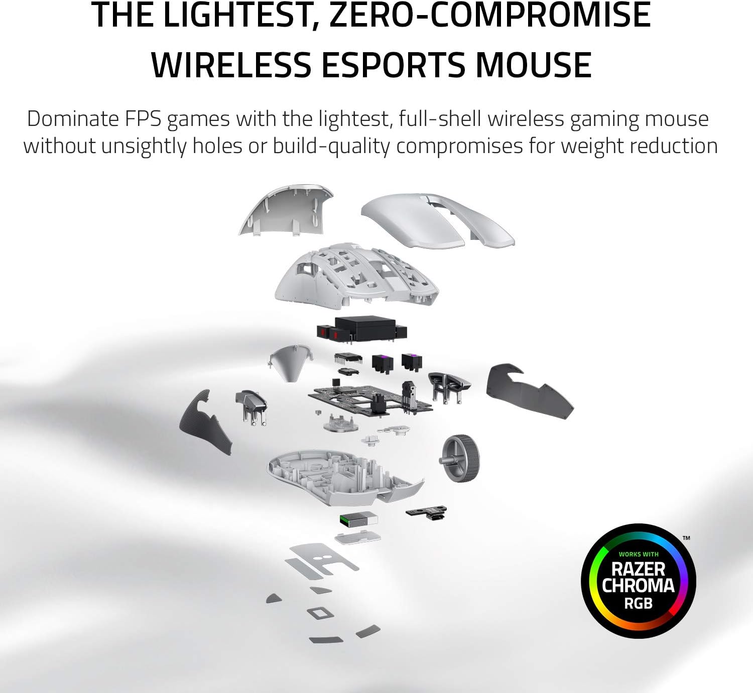 Razer Viper Ultimate Lightweight Wireless Gaming Mouse & RGB Charging Dock: Hyperspeed Wireless Technology - 20K DPI Optical Sensor - 74g Lightweight - 70 Hr Battery - Mercury White