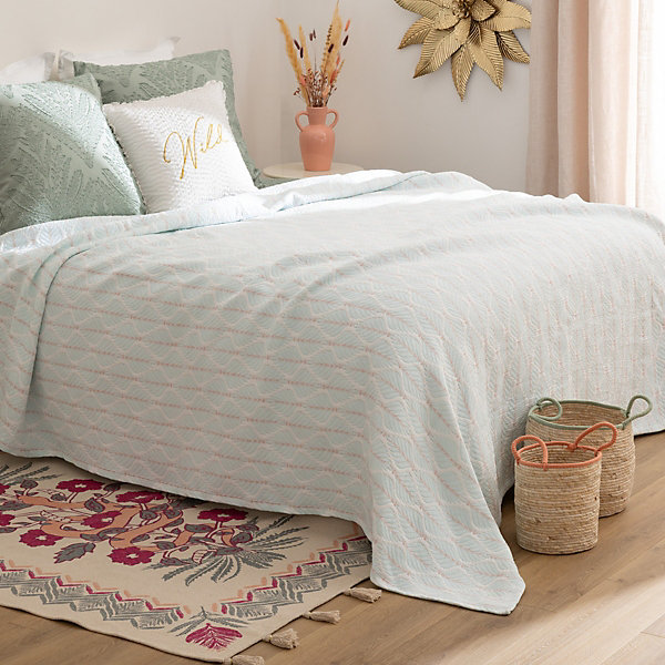 Dessus de lit Wild jacquard bleu clair 240x260cm - Atmosphera