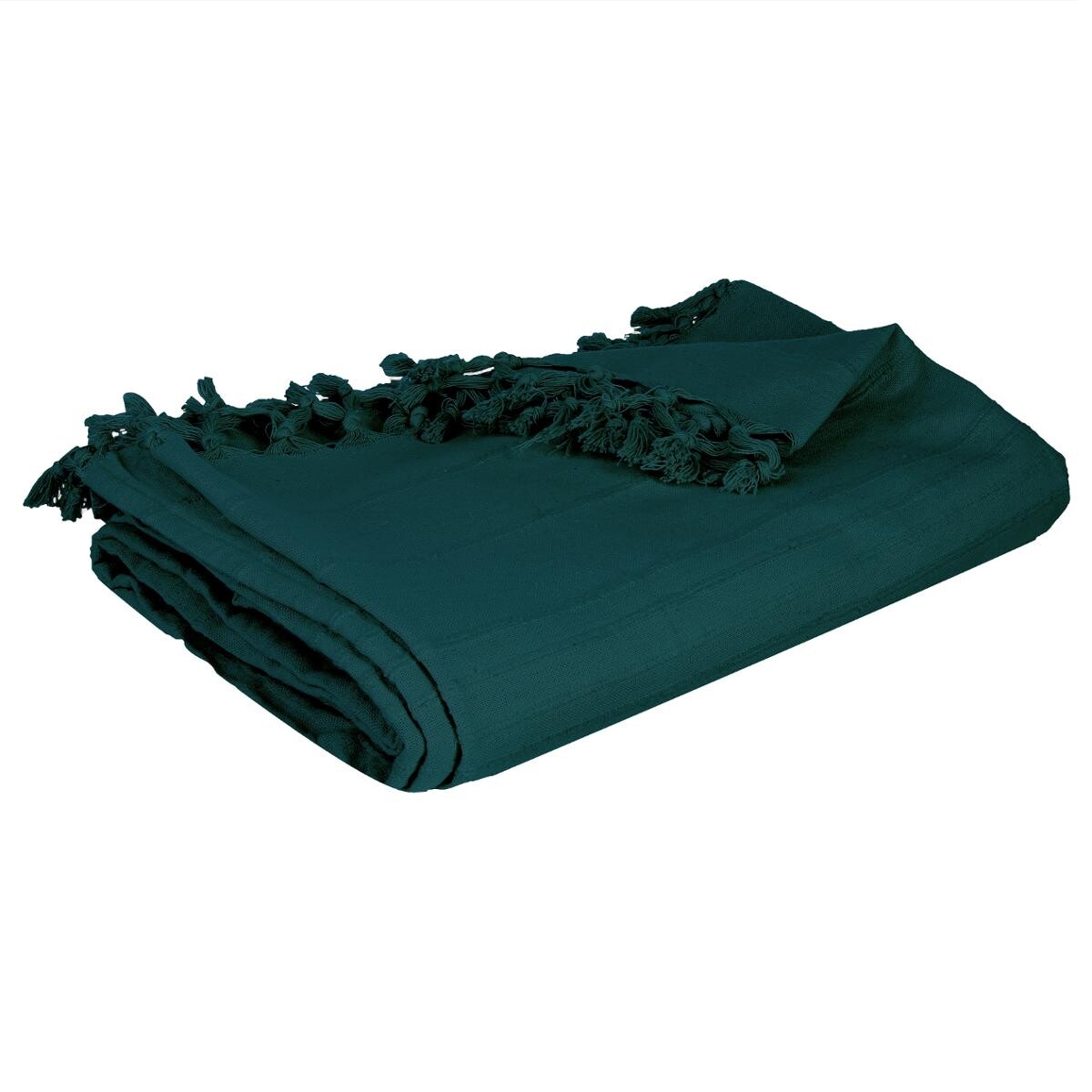 Printed bed throw, cotton Teal blue, 160x220 cm