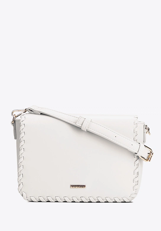 Damska crossbody z obszytą klapą kremowa