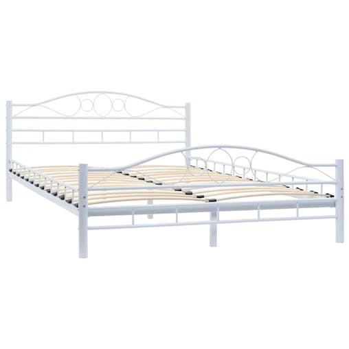 NNEVL Bed Frame White Metal 137x187 cm Double Size