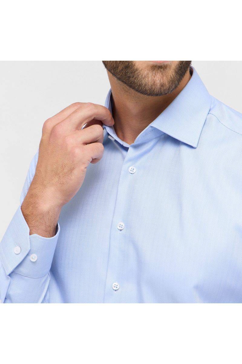 ETERNA Modern Fit Hemd mittelblau, Strukturiert
