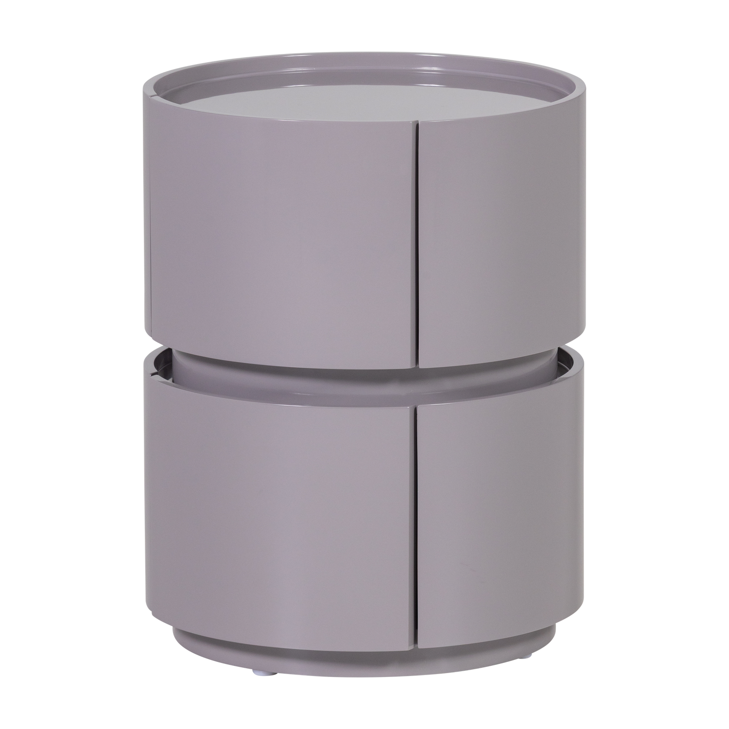 WOOOD Lunex Nachtkastje - Hout - Hoogglans Lichtgrijs - 50x40x40