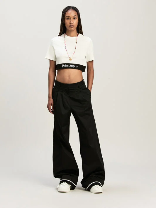 Classic Logo Tape Crop Tee Off White Bla