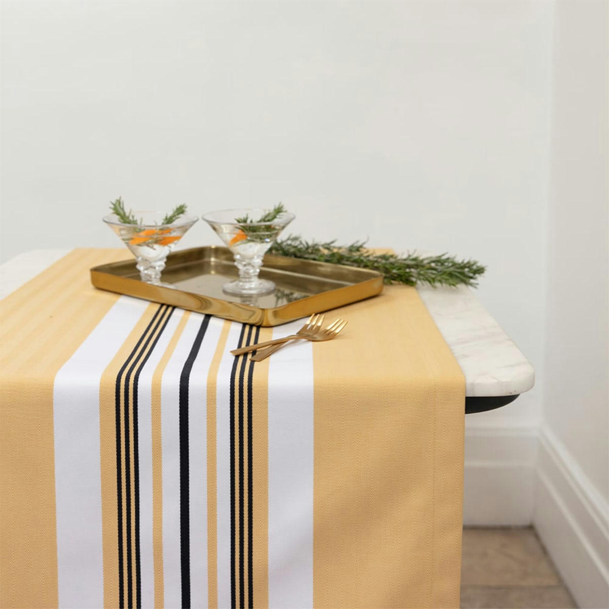 DONIBANE - Chemin de table coton Jaune 50x155 cm