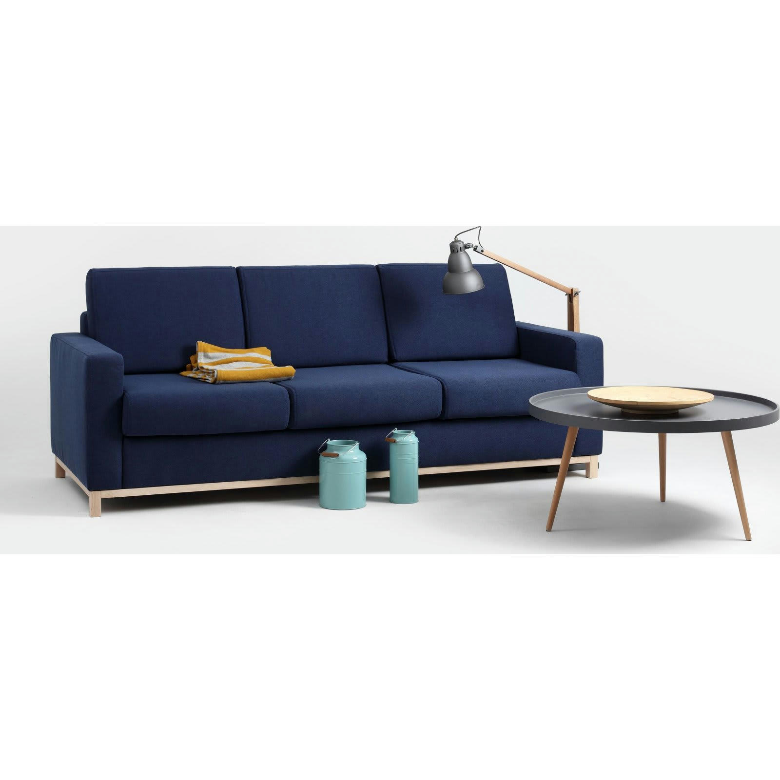 SCANDIC - Canapé lit Tissu Bleu H. assise 47 cm rembourré