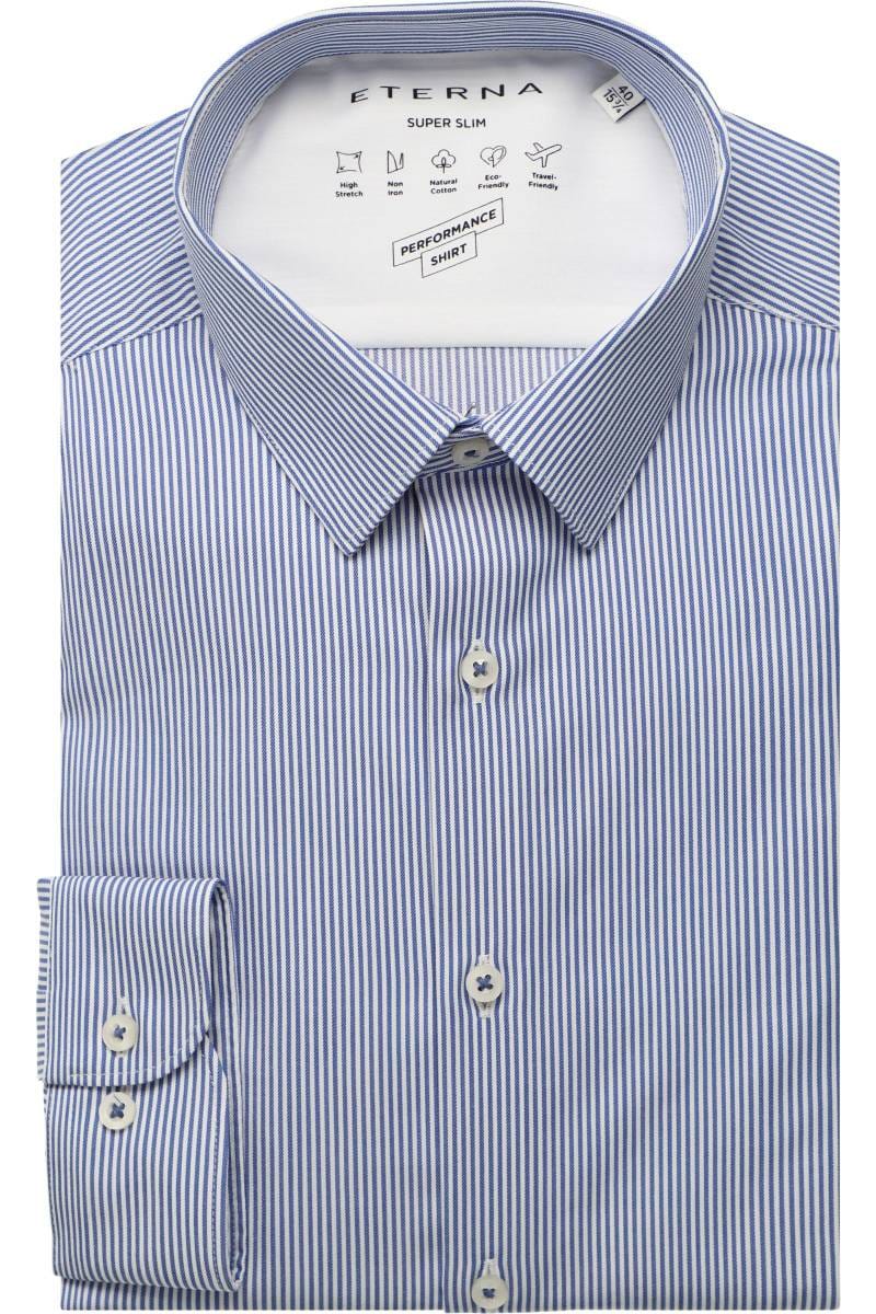 ETERNA Performance Super Slim Hemd marine, Gestreift