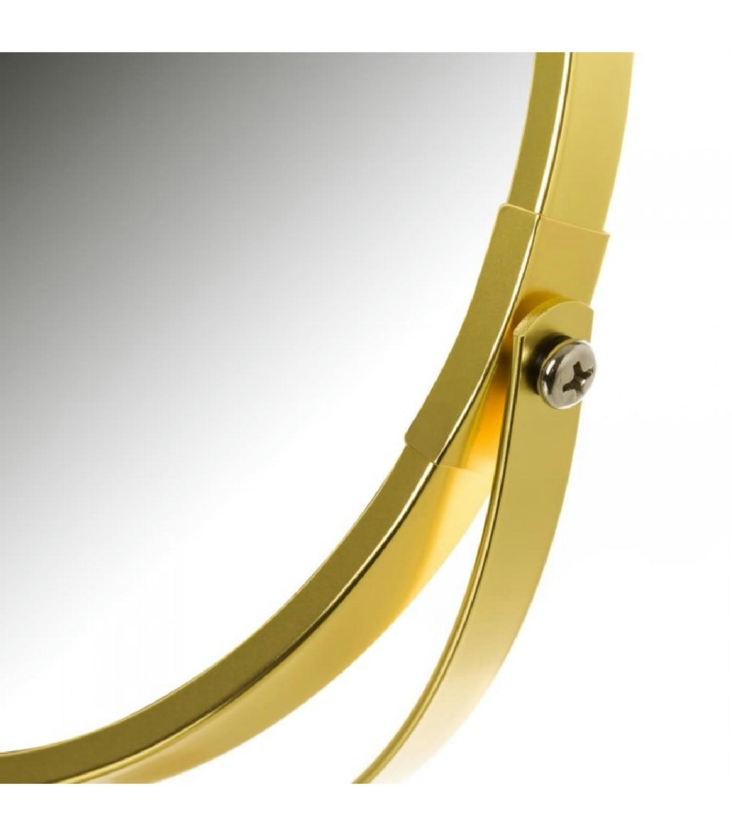 DOUBLE FACE - Miroir grossissant x2 en métal doré D18,5