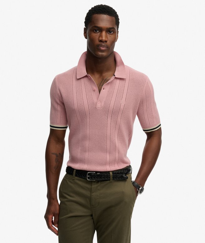 Knitted Texture Short Sleeve Polo Shirt