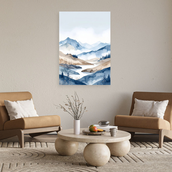 Obraz do salonu sypialni biura, Pejzaż Krajobraz górski niebieski 20x30